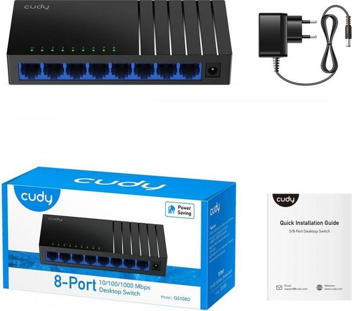 Productafbeelding Cudy GS108D netwerkswitch Gigabit Ethernet (10/100/1000) Zwart (8 ports)