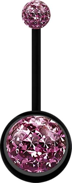 Actual product image Star Piercing Banane schwarz mit zwei Kristallkugeln hellviolett Epoxy Schutzschicht (without brass, Plastic)