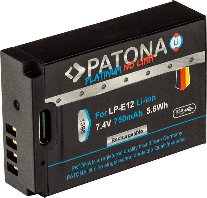 Actual product image Patona Platinum USB-C Canon LP-E12 (Camera battery)