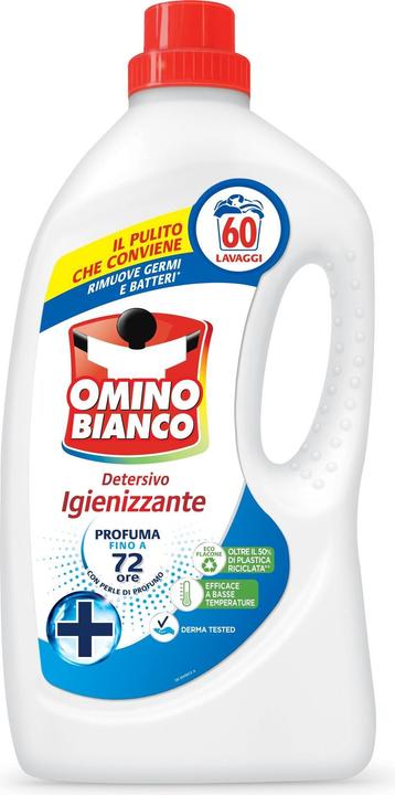 Immagine prodotto Omino Bianco Detersivo lavatrice Igienizzante 2400ml (60 Cicli di lavaggio, Detergente liquido)