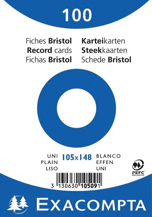 Exacompta Karteikarte (A6, 205 g/m², 100 x)