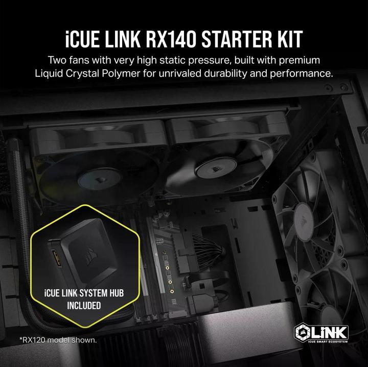 Actual product image Corsair RX Series, iCUE LINK RX140, 140mm Fan, Dual Fan Kit (140 mm, 2 x)