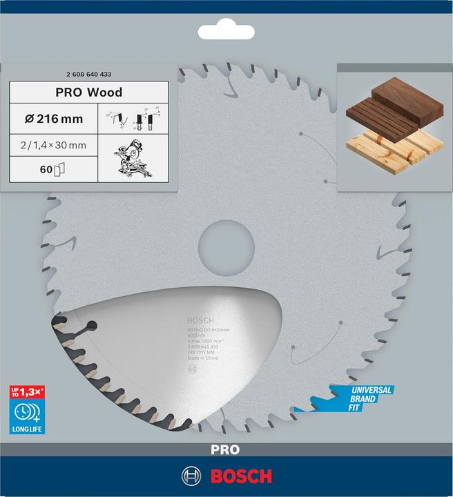 Image du produit Bosch Professional Zubehör Lame de scie circulaire PRO Wood, 216 x 2 x 30 mm