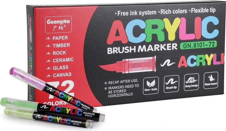 Hermex 72-tlg. Set Acrylmarker Arcrylstifte Acryl Brush Marker Pinselstifte (72 x)