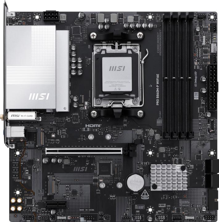 Image du produit MSI PRO B840M-P WIFI6E AM5 mATX MB (AM5, AMD B840, mATX)