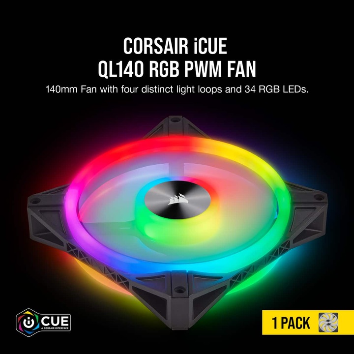 Produktbild Corsair iCUE QL140 RGB (140 mm, 1 x)