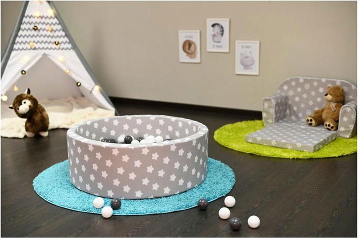 Image du produit Knorrtoys Bällebad soft - "Grey white stars" - 300 balls grey/creme (ca. 6cm Durchmesser)