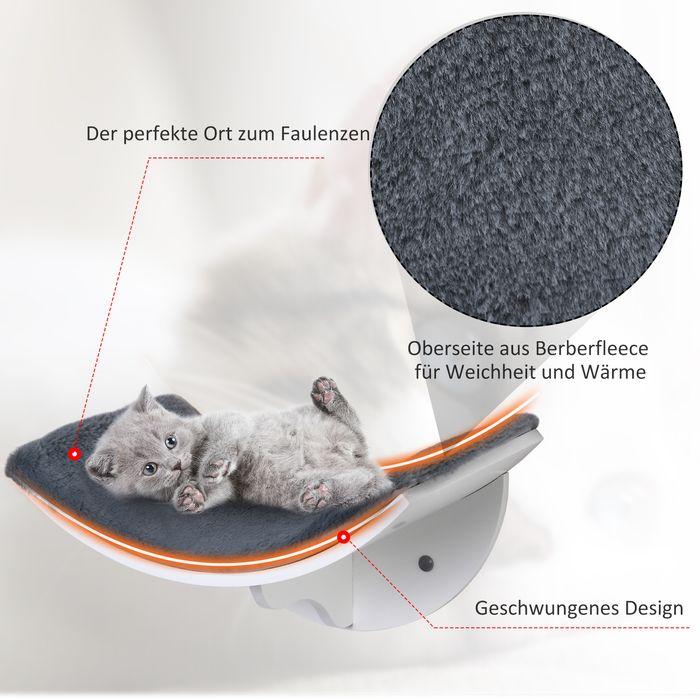 Image du produit Swisshandel24 Lit pour chat Étagère pour chat Chaise longue murale Revêtement en peluche MDF Blanc+Gris 41 x 28 x (Chat)