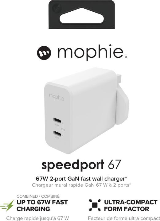 Image du produit mophie 409909305, Intérieure, Secteur, Blanc (67 W, 2 ports)