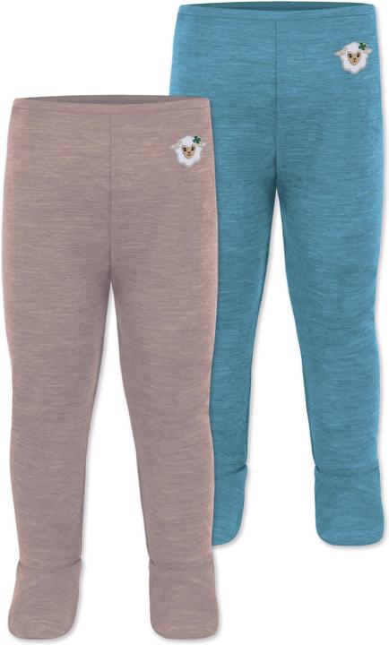 Normani 2er Pack Baby Merino Unterhose mit Füssen - 9539