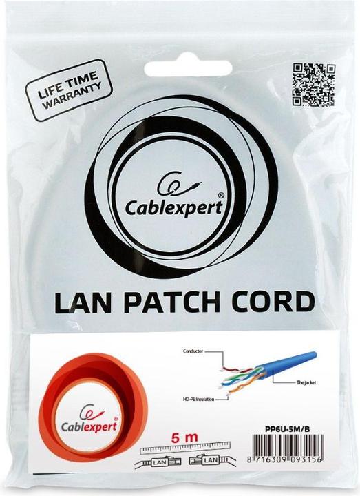 Produktbild Gembird PP6U-5M Netzwerkkabel Blau Cat6 U/UTP (UTP) (U/UTP, CAT6, 5 m)