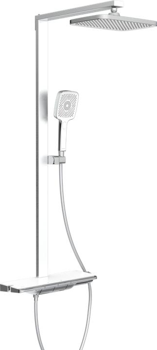 Schütte Regendusche Bad HAWAII Überkopfbrause-Set Chrom Weiss Thermostat Duschsystem Regenbrause 60585