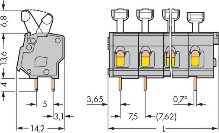 Actual product image Wago PCB terminal