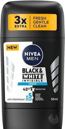 Actual product image NIVEA Solid antiperspirantack & White Invisible Fresh 50 ml (Stick, 50 ml)