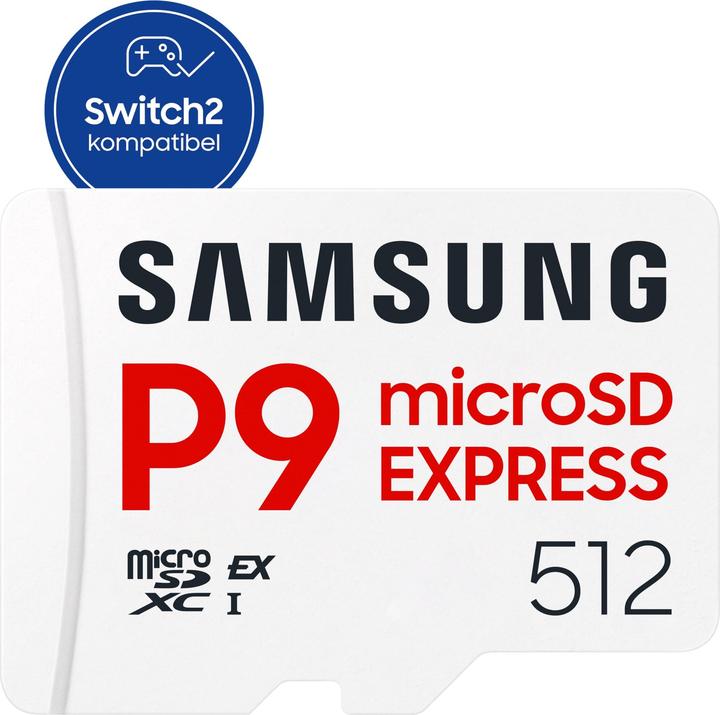 Actual product image Samsung 512GB P9 microSD Express memory card (512 GB, microSD Express, microSDXC, U3, UHS-I)