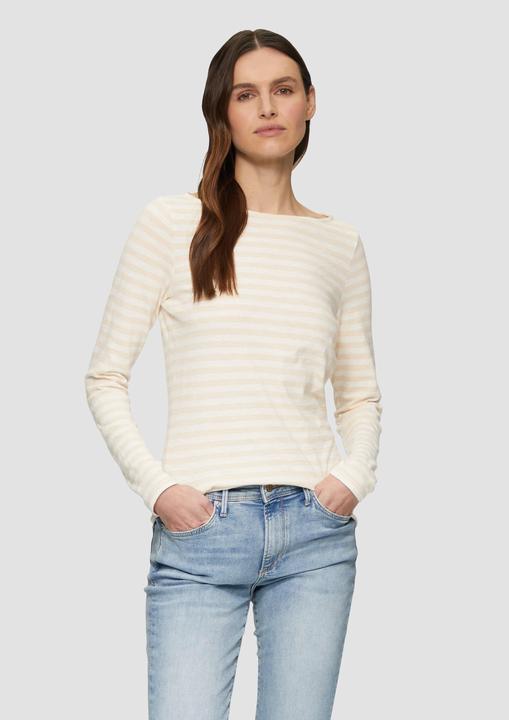Produktbild S.Oliver T-Shirt Geringeltes Langarmshirt aus Flammgarn mit U-Boot-Ausschnitt (48)