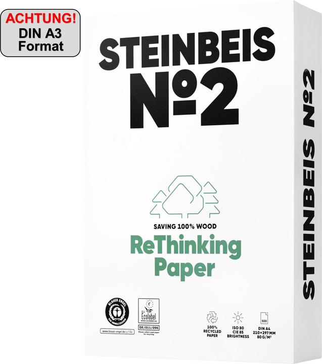 Actual product image Steinbeis Copying paper blue angel A3 88334287 Recycling, 80 g SB 500 sheets (80 g/m², 500 x, A3)