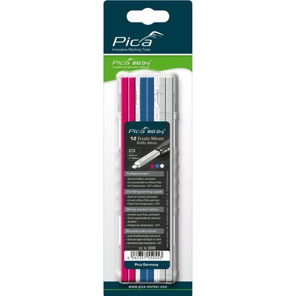 Pica, Ersatzpatrone, BIG DRY Ersatzminen-Set Tiefbau sortiert - SB (Ersatzmine, Pink, Weiss, Blau)