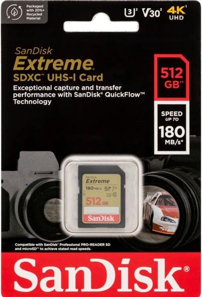 Productafbeelding SanDisk Extreme (512 GB, SDXC, U3, UHS-I)