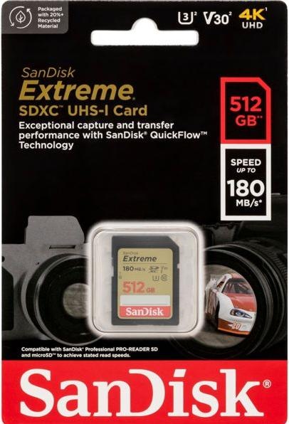 Image du produit SanDisk Extreme (512 Go, SDXC, U3, UHS-I)