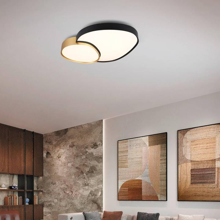 Produktbild Trio Rise LED Deckenleuchte 45W dimmbar Schwarz-Gold CCT einstellbare Lichtfarbe Nachtlicht (5300 lm)
