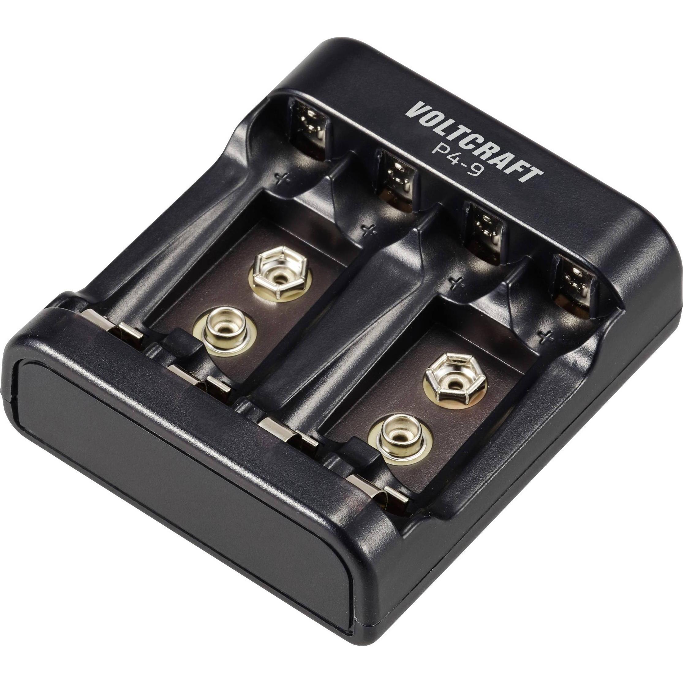 Voltcraft P4-9 Caricatore per celle rotonde NiMH Micro (AAA), Mignon (AA), blocco da 9 V (1 pz., AA, AAA, 9V Block, Caricabatterie senza batteria), Ca