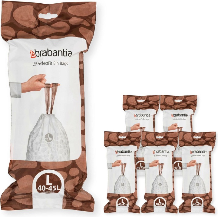 Produktbild Brabantia PerfectFit Vuilniszakken - 40/45 l - Code L - 6 rollen x 20 stuks (120 x, 45 l)