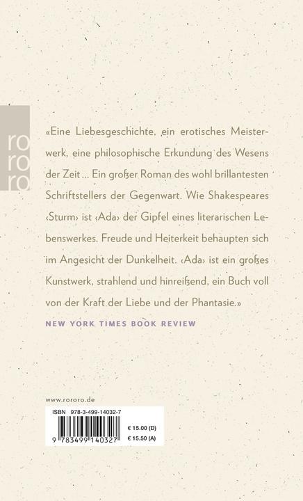 Produktbild Ada oder Das Verlangen (Deutsch, Vladimir Nabokov, 1977)