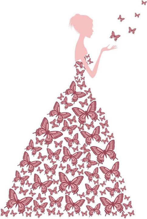Produktbild Trenddeko Lady with butterflies - mauve (79 x 120 cm)