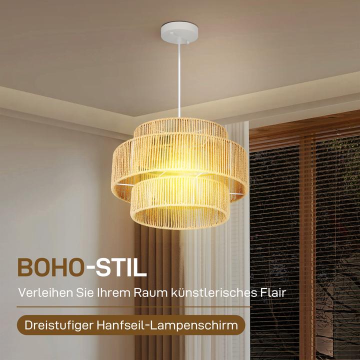 Produktbild Homcom Pendelleuchte Metall, Hanfseil Braun (E27)