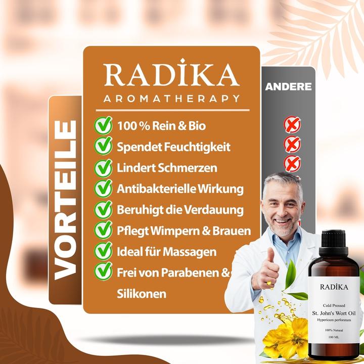 Produktbild Radika Johanniskrautöl, Johanniskrautöl, 100 % Rein, BIO, natürlich, 100 ml