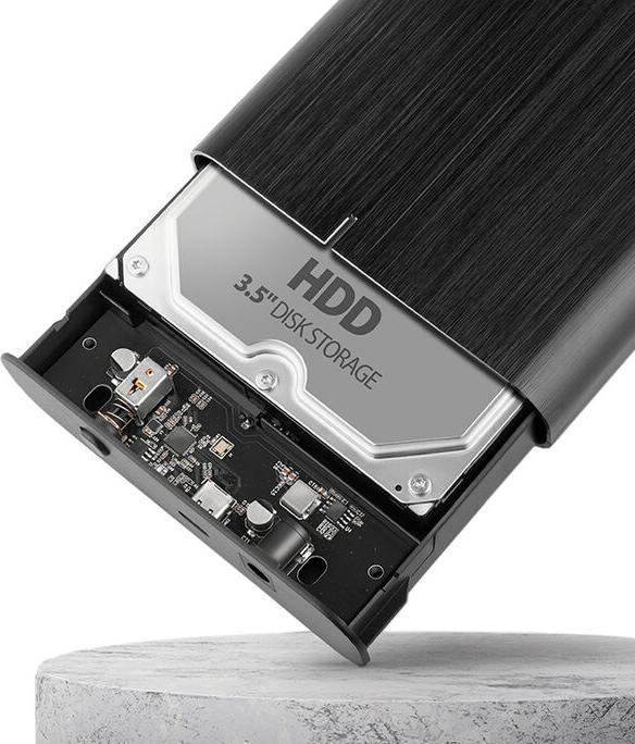 Actual product image Axagon EE35-A6C RAW HDD enclosure, USB-C 3.0, SATA 6G, 3.5 / 2.5 inch - black (2.5", 3.5")