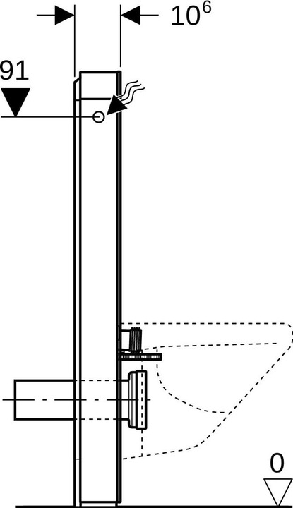 Produktbild Geberit Monolith Sanitärmodul für Wand-WC, 101cm, Wasseranschluss seitlich, mit Anschlussstutzen