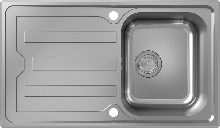Actual product image hansgrohe S44 built-in sink 342, stainless steel, with long drainer, 860x500mm, 43365800 (Fitted sink, 56 cm, 86 cm)