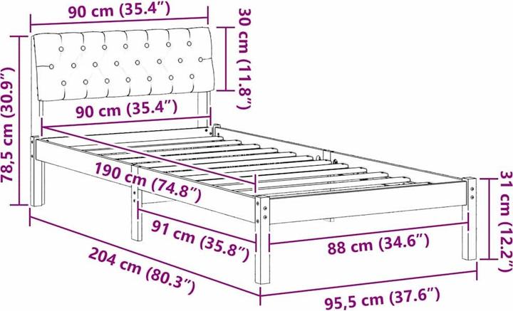 Image du produit vidaXL Plattformbettgestell (90 x 190 cm)