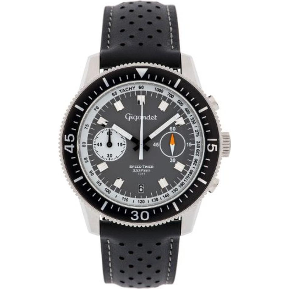 Gigandet, Orologio da polso, Analoge Retro-Chronograph mit Lederarmband und Tachymeterskala, Grigio, (Cronografo, Orologio da polso analogico)
