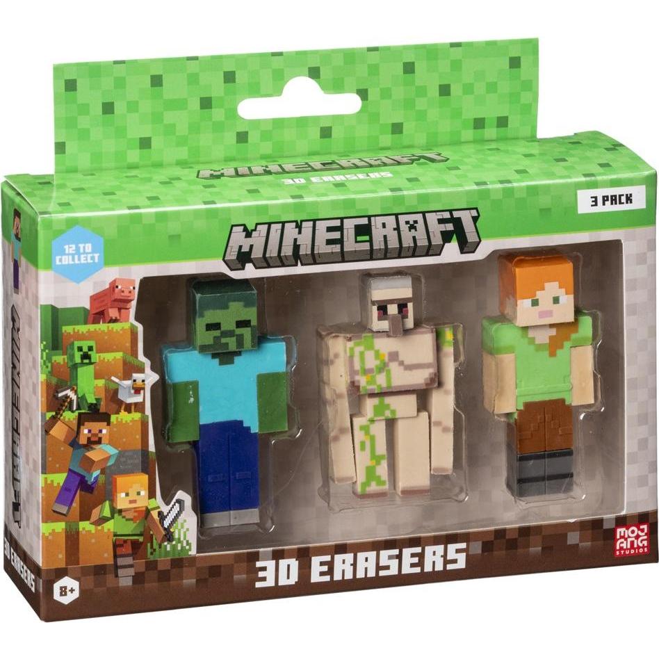 Thumbnail - HP Minecraft 3d Erasers - 3 Pack Ver.C