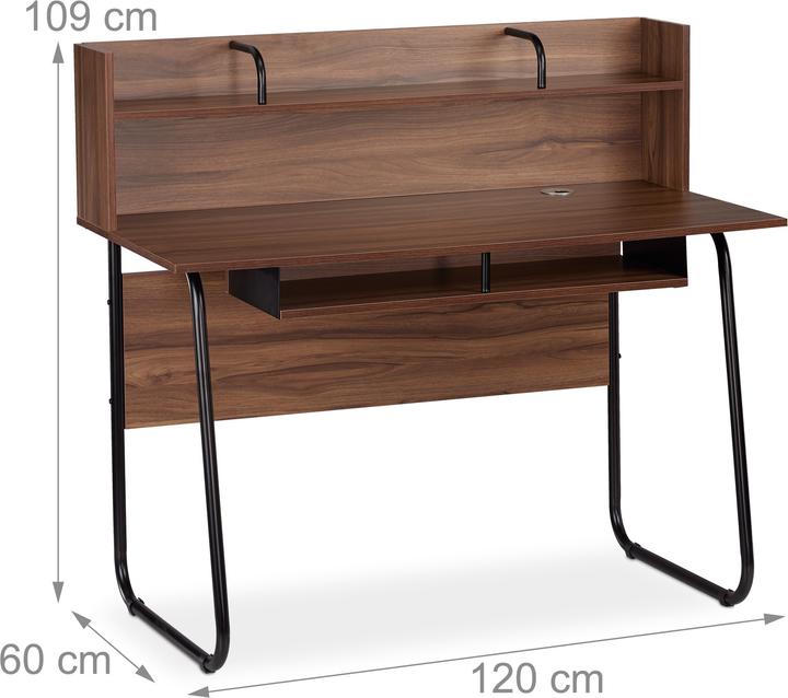 Image du produit Relaxdays Bureau avec étagères à compartiments (120 x 60 x 109 cm)