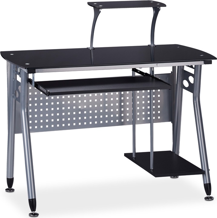 Relaxdays Computer Desk With Glass-top (105 x 55 x 98 cm)