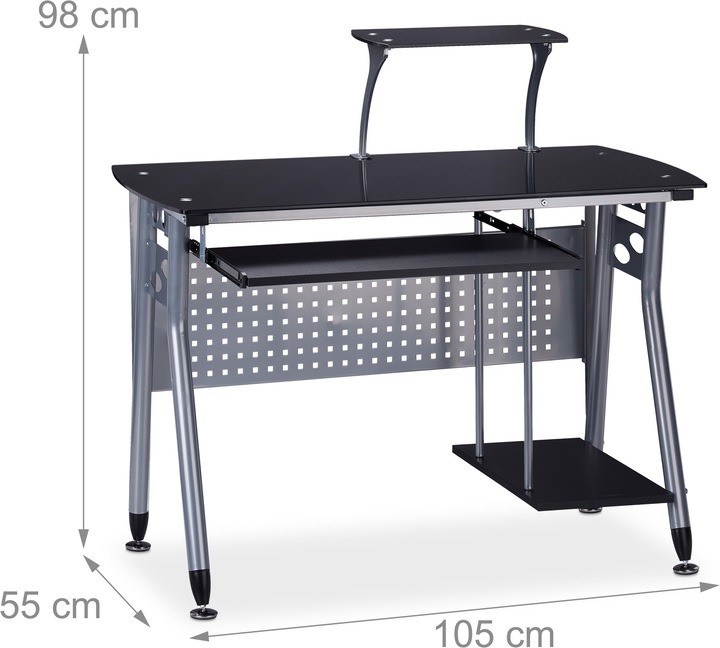 Actual product image Relaxdays Computer Desk With Glass-top (105 x 55 x 98 cm)