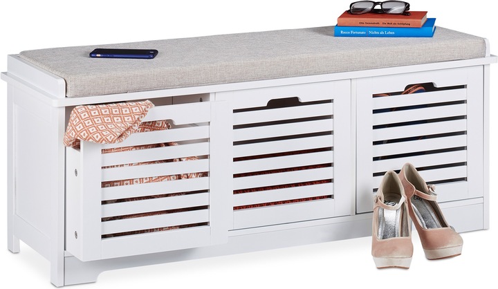 Immagine prodotto Relaxdays Panca con Contenitore, 3 Cassetti & 1 Cuscino (105 cm)