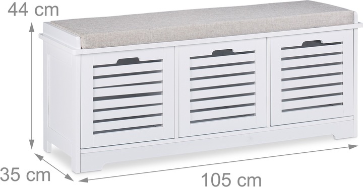 Immagine prodotto Relaxdays Panca con Contenitore, 3 Cassetti & 1 Cuscino (105 cm)