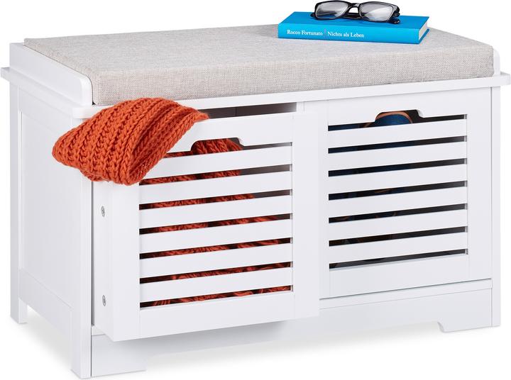 Image du produit Relaxdays Banc avec espace rangement, 2 paniers (72 cm)
