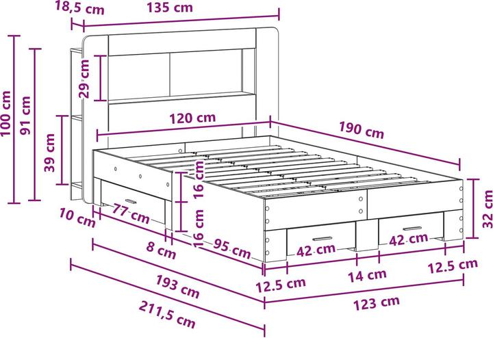 Produktbild vidaXL Bettrahmen (120 x 190 cm)