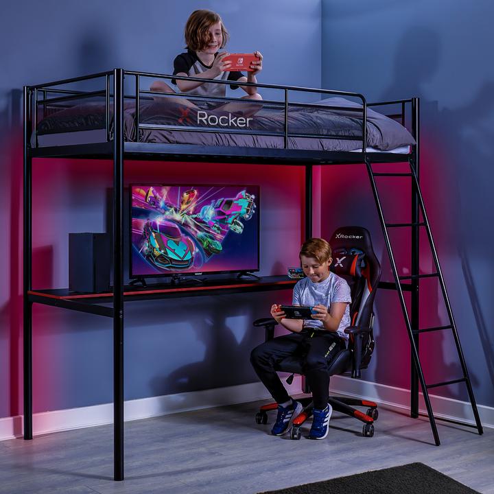 Actual product image X Rocker Xrocker Hq High Sleeper Gaming Bed With Desk - Black And Red