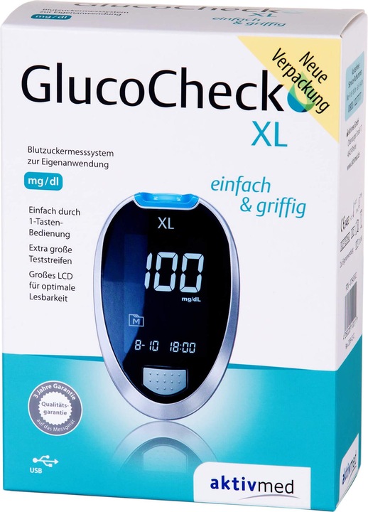 Produktbild Aktivmed GlucoCheck XL Blutzuckermessgerät Set mg/dl, 1 St (Blutzuckermessgerät)