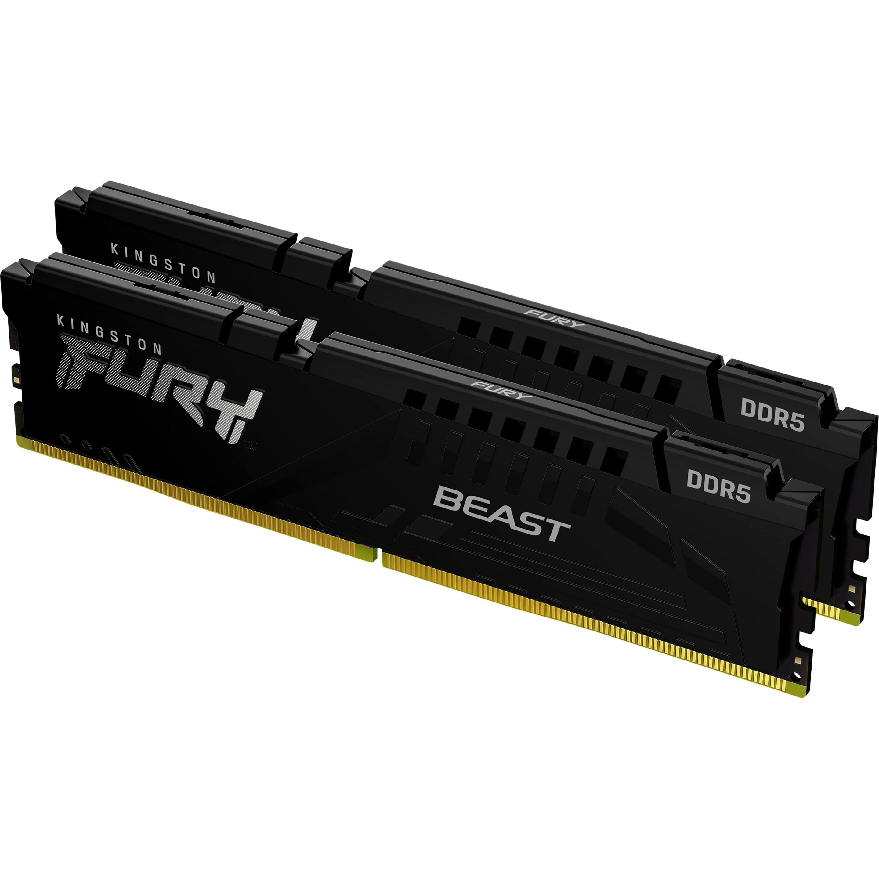 Kingston FURY Beast (2 x 16GB, 6000 MHz, DDR5-RAM, DIMM), RAM, Schwarz