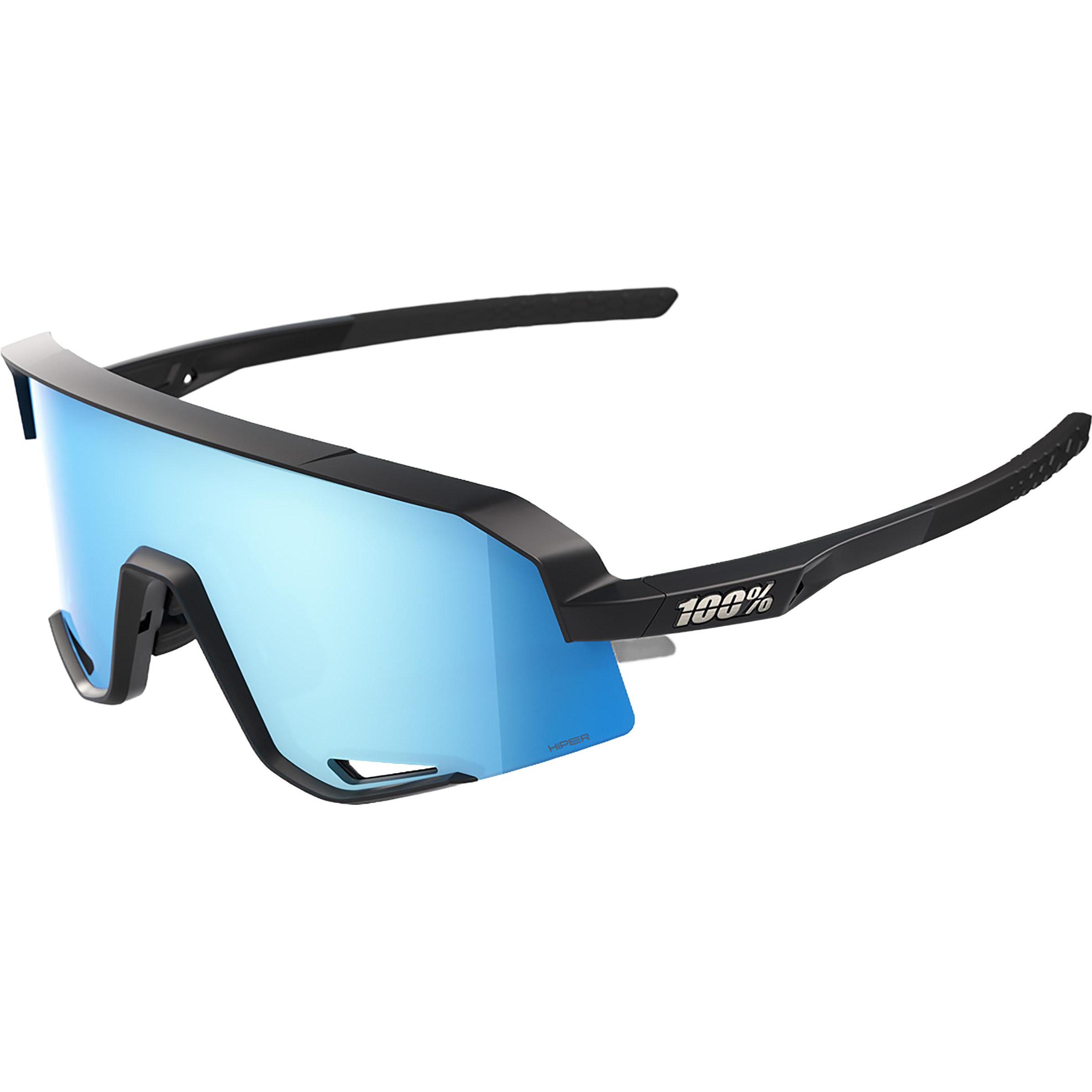 100%, Unisex, Sportbrille, Slendale - Matte Black - HiPER Blue Multilayer Mirror L (Matte Black, HiPer blue multilayer m...