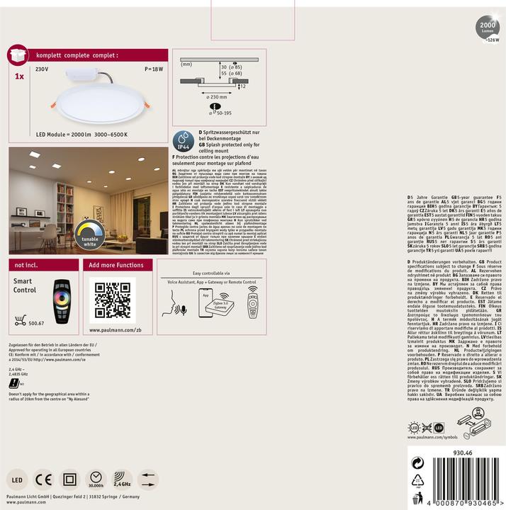 Actual product image Paulmann Built-in panel Areo VariFit (1600 lm)