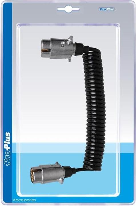 Actual product image ProPlus Spiral cable with 2x plug 7-pin metal in blister (3.50 m)
